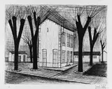 Bernard Buffet, École, Original-Radierung (Kaltnadel) auf Rives-Velin