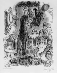 Der große Bauer by Marc Chagall, 1968, Lithograph in colors, sold Jun 2002