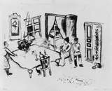 Marc Chagall, Speisezimmer, Original-Radierung (Kaltnadel) auf Bütten