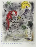 Marc Chagall, Die Dächer 1956, Original-Farblithographie auf Arches-Velin