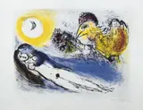 Marc Chagall, Paris grüßt, Original-Farblithographie auf Velin