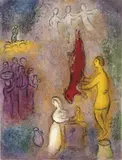 Marc Chagall, Opfer für die Nymphen, Original-Farblithographie auf Arches-Velin, unter Glas gerahmt. Darstellungs- bzw. Blattgröße