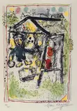 Marc Chagall, Der Maler vor dem Dorf I, Original-Farblithographie auf Arches-Velin