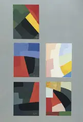 Otto Freundlich, FÜNF KLEINE KOMPOSITIONEN, 5 Gouachen auf Papier, jeweils