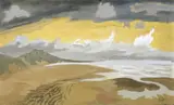 Strand bei Zandvoort by Erich Heckel, Öltempera auf weiß grundierter Hartfaserplatte, sold Jun 2002