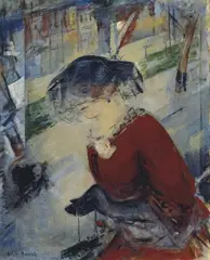 Willi Nowak, Dame auf Chaussée, Öl auf Leinwand