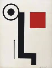 Komposition by Peter Röhl, Gouache und Tusche auf weißem Halbkarton, sold Jun 2002