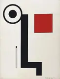 Peter Röhl, Komposition, Gouache und Tusche auf weißem Halbkarton