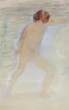 Auguste Rodin, Femme nue, debout, Aquarell und Deckfarbe über Bleistift auf elfenbeinfarbenem Velin