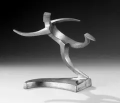 Der Schlittschuhläufer by William Wauer, Bronzeplastik, versilbert. Höhe 24 cm. Auf mitgegossener, unregelmäßig geformter Plinthe, sold Jun 2002
