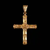 An 18k Cross Pendant, Untitled, The cross pendant in 18k yellow gold features a chevron design, accented by diamonds weighing approximately 0.18 cts. <br><br> Weighs 3.60 grams. <br><br> The diamonds noted as Pass on the GIA iD100®.