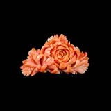 Carved Pink Coral, Untitled, The pink coral features an intricate floral carving. <br><br> Weighs 27.10 grams