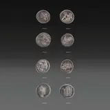 Untitled by A Group of Four Silver Roman Coins, a.) Roman Republic – Silver Denarius <br> Moneyer: Quintus Minucius Thermus <br> Date: 103 BC <br> Mint: Rome <br> Denom, sold Apr 2026