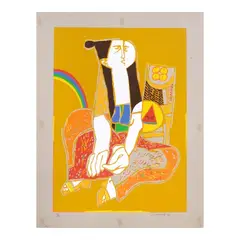 Yellow Woman Vendor by Mauro Malang Santos, serigraph 29/50, sold Apr 2026