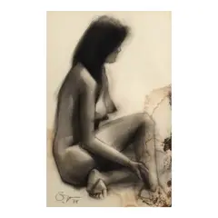 Romulo Olazo, Nude, charcoal on paper