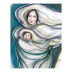 Mother and Child by Unidentified artist, pastel on paper, sold Apr 2026