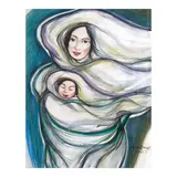 Unidentified artist, Mother and Child, pastel on paper