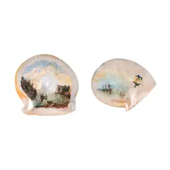 Philippine School, a.) Seascape
b.) Untitled, b.) 19th century <br /> oil on mother-of-pearl shell <br /> 7 3/4” x 9 1/2” (20 cm x 24 cm)