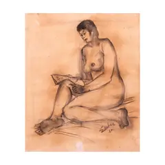 Victorio Edades, Nude, charcoal on paper