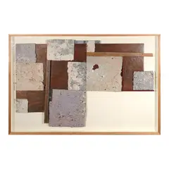 Brisa Amir, No Ground is Ever Neutral II, handmade paper, graphite, acrylic on found frames and wood