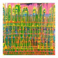 Mm Yu, Square Ends III, enamel on canvas