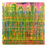 Mm Yu, Square Ends III, enamel on canvas