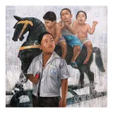 Demetrio Dela Cruz, Up-Graded, oil on canvas