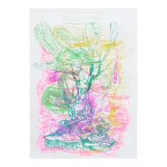 Jigger Cruz, Blissful Thornes in the Tune of a Lazy Afternoon, pen and crayola on paper