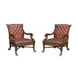 Untitled by A Pair of Chesterfield Armchairs with Ball and Claw Feet, rattan, sold Apr 2026