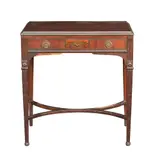 A Side Table by Johnson Furniture, Untitled, hardwood, veneered wood and brass