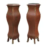 A Pair of Ormulo Mounted Marble Top Pedestals, Untitled, hardwood