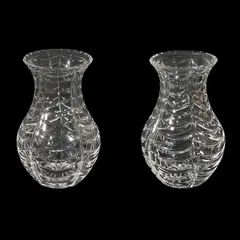 Tiffany & Co., A matching pair of large baluster Royal Brierley Swag Cut Crystal Vases