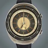 Untitled by Jaeger-LeCoultre Polaris Memovox Gt Polaris, Case & Dimensions • Material: Stainless steel • Shape: Ovoïde / large oval (typical 1970s design) • Diameter: Approx. 43, sold Jan 2026