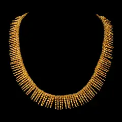 A Fringe Collier, Untitled, The chic fringe collier features intricate granulation details. The piece is set in silver dipped in yellow gold.