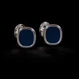 Patek Philippe Golden Ellipse Cufflinks, Untitled, Reference 2059102G Crafted in 18k white gold with sunburst blue centers.
