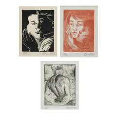 Untitled by Benedicto Cabrera, b.) Untitled <br> hand-signed and dated 1992 (lower right) <br> etching 31/45 <br> 4 3/4” x 3 1/2” (12 cm x 9 cm) <br> <, sold Jan 2026