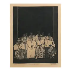 Benedicto Cabrera, Women Waiting, etching with aquatint