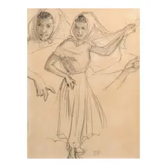 Untitled by Fernando Amorsolo, graphite on paper, sold Jan 2026