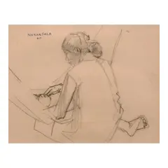 Mother and Child by Vicente Manansala, charcoal on paper, sold Jan 2026