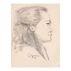 Romulo Olazo, Portrait of a Lady, pastel on paper