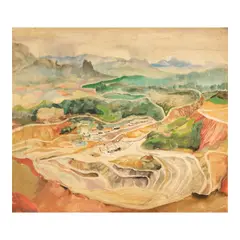 Vicente Manansala, Benguet, Baguio, watercolor on paper