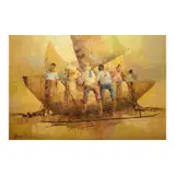 Alfredo Buenaventura, Fisherman, oil on canvas