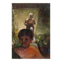 Juan M. Arellano, The Statuette, oil on wood