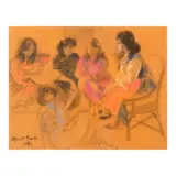 Federico Aguilar Alcuaz, Five Women, pastel on paper