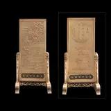 An Ivory Table Screen and Stand, Untitled