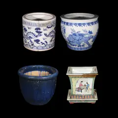 Four Oriental Planters, Untitled, c.) H: 16” (41 cm) <br /> D: 19” (48 cm)<br /><br />