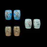 Three Pairs of Oriental Drumstools, Untitled, a.) 18 1/4” x 14 3/4” (46 cm x 37 cm)<br> b.) 18” x 13” (46 cm x 33 cm)<br> c.) 18 1/4” x 13” (46 cm x 33 cm)