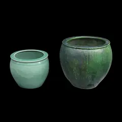 Two Oriental Jardiniers, Untitled, a. H: 14” (36 cm)<br> D: 18” (46 cm)<br><br>