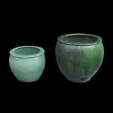Two Oriental Jardiniers, Untitled, a. H: 14” (36 cm)<br> D: 18” (46 cm)<br><br>