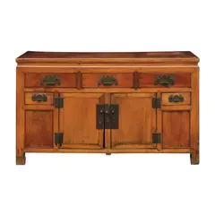 An Oriental Sideboard, Untitled, oriental hardwood with brass details